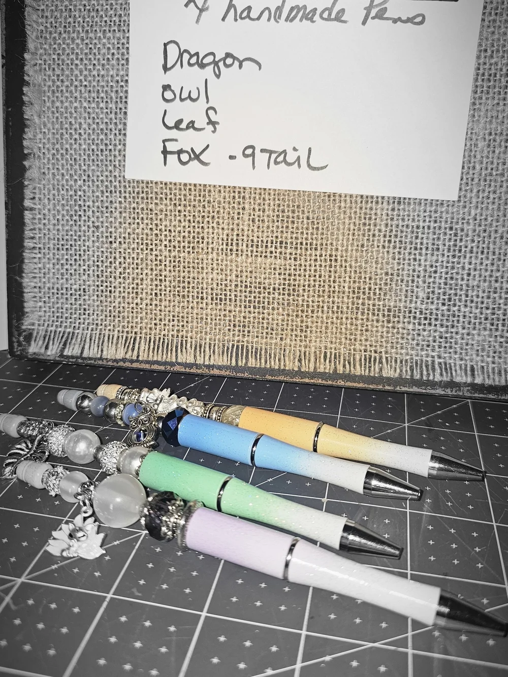 Handcrafted Beaded Gradient White and Pastel Accent Pens - Home Accents